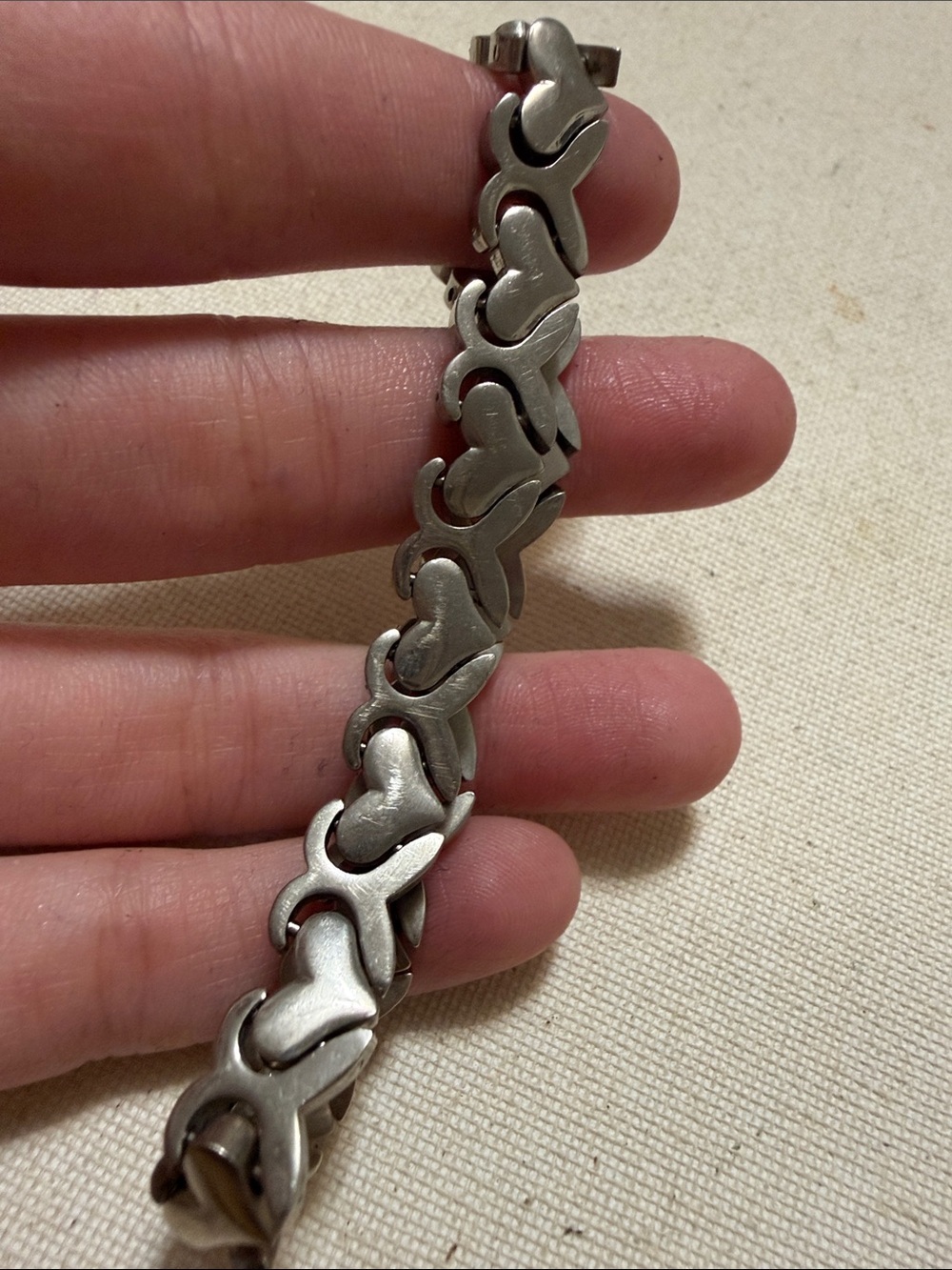 Lovely Sterling Silver 925 Mexico Heart Link Bracelet 7.75’ in